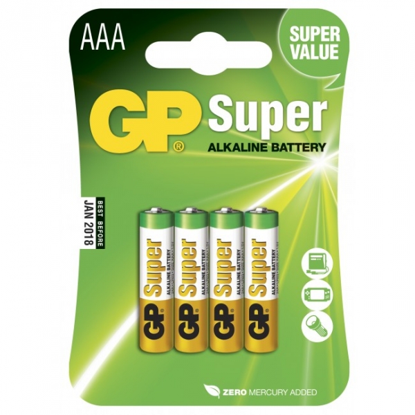 Alkaline Batterie 4 x AAA / LR03 - 1,5V - GP Battery