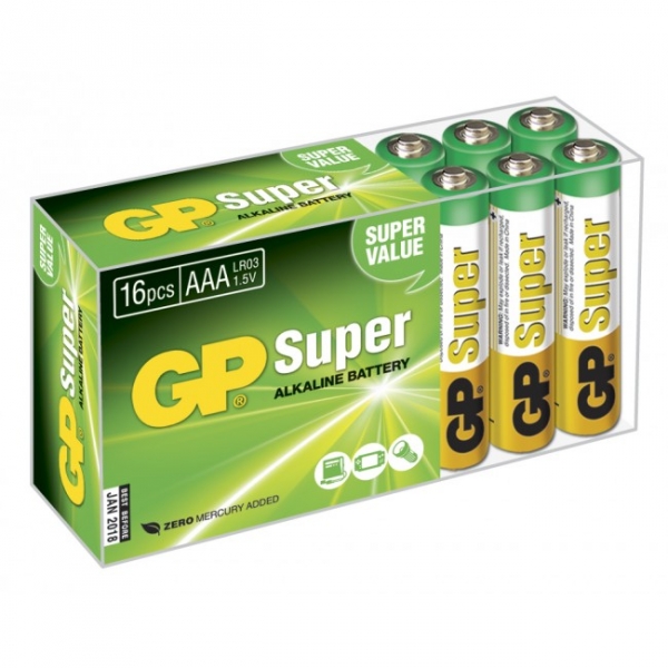 Blockbatterie Alkaline 16 x AAA / LR03 SUPER - 1,5V - GP Battery