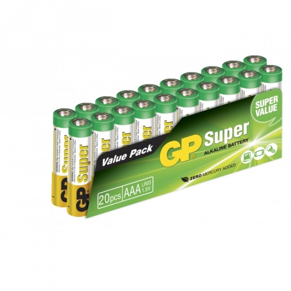 Blockbatterie Alkaline 20 x AAA / LR03 SUPER - 1,5V - GP Battery