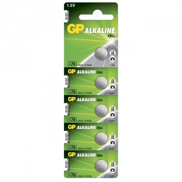 Alkaline Knopfzelle 5 x GP A76 / LR44 / V13GA - 1,5V - GP Battery