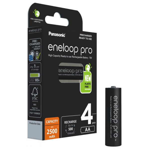 Panasonic Eneloop PRO NEW R6 AA 2500 mAh x 4 wiederaufladbare batterien (blister)