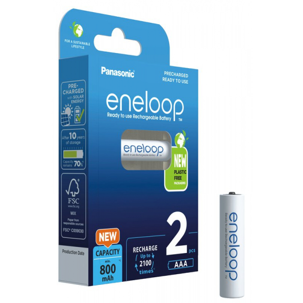 Panasonic Eneloop R03 / AAA 800mAh x 2 wiederaufladbare batterien (blister)