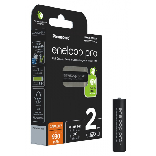 Panasonic Eneloop PRO NEW Ni-MH 930mAh R03/AAA x 2 wiederaufladbare batterien (blister)