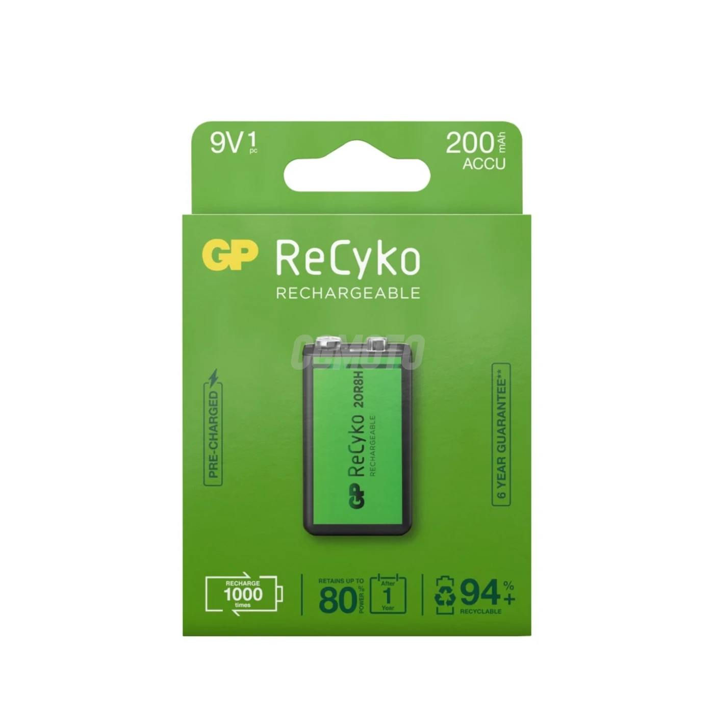 1 Batterie wiederaufladbare NIMH 6LF22 9 V Recyko 200 mAh