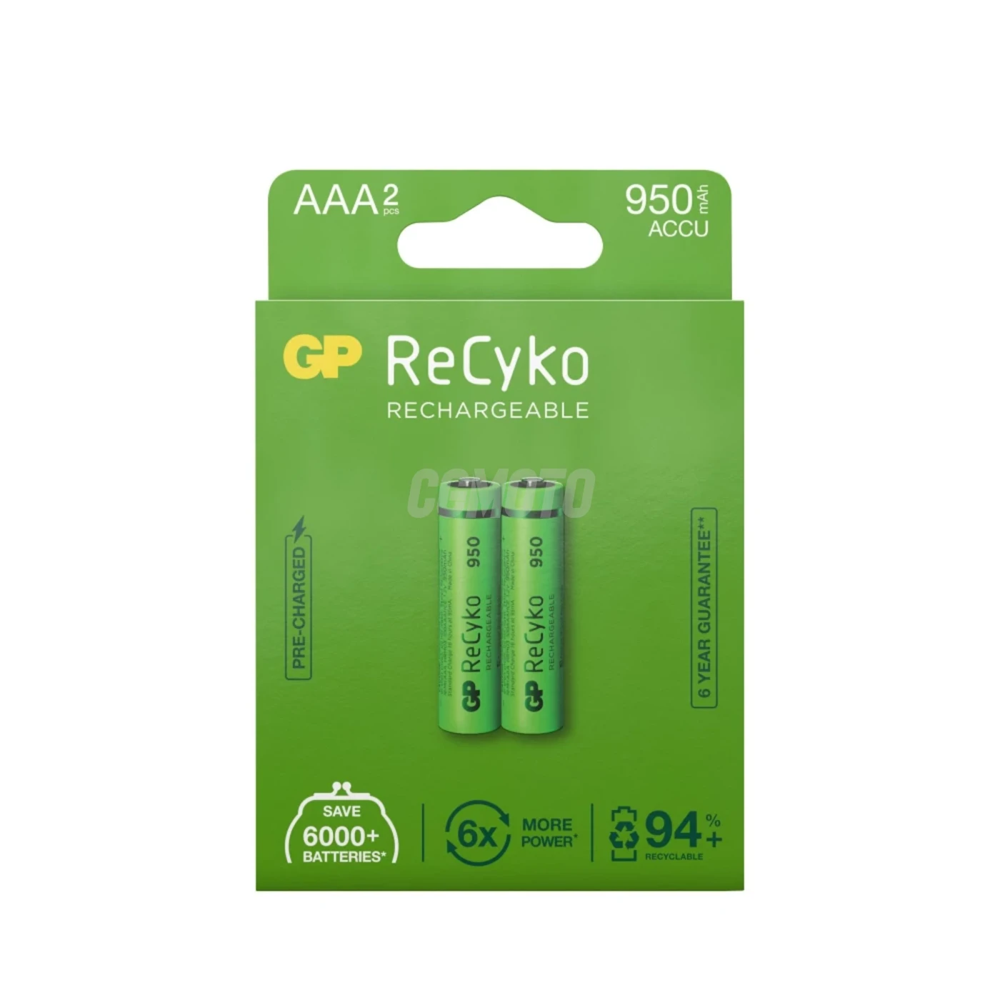 2 wiederaufladbare NIMH-Batterien AAA 1,2 V Recyko 950 mAh