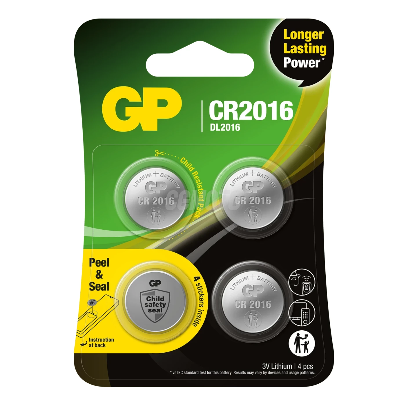 4 lithium-Knopfzellen CR2016 3 V 