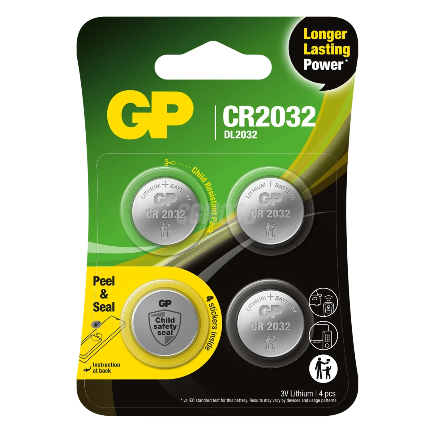 4 lithium-Knopfzellen CR2032 3 V 