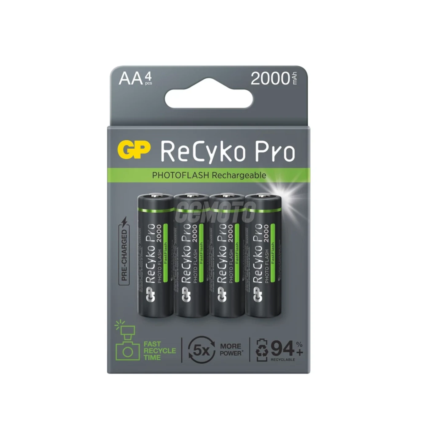4 wiederaufladbare NIMH-Batterien Photoflash AA 1,2 V Recyko Pro 2000 mAh