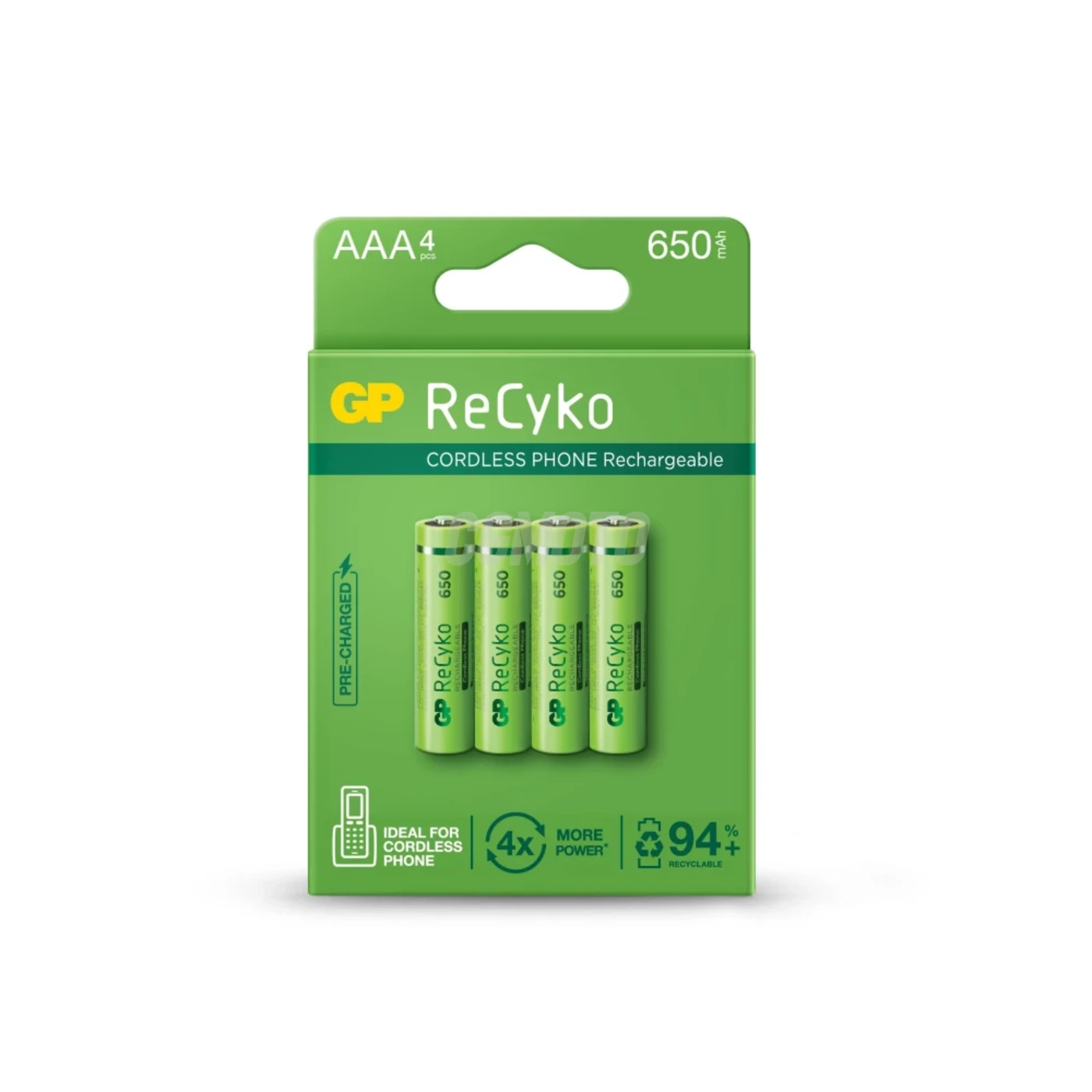 Blister mit 4 Batterien wiederaufladbar Recyko+ AAA 650mAh Dect Phone Power Blister mit 4 Batterien wiederaufladbar Recyko+ AAA 650mAh Dect Phone Power