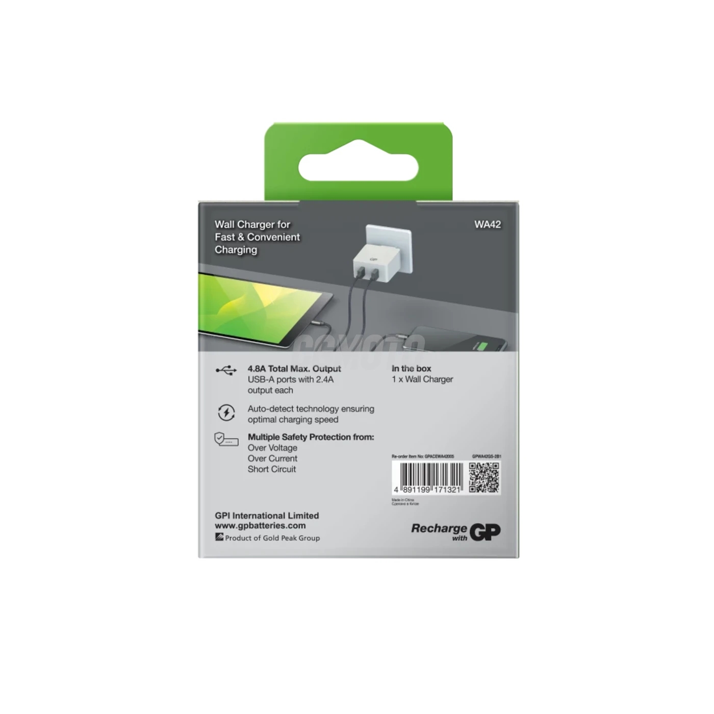 GP Netzladegerät USB WA42 4A x 2