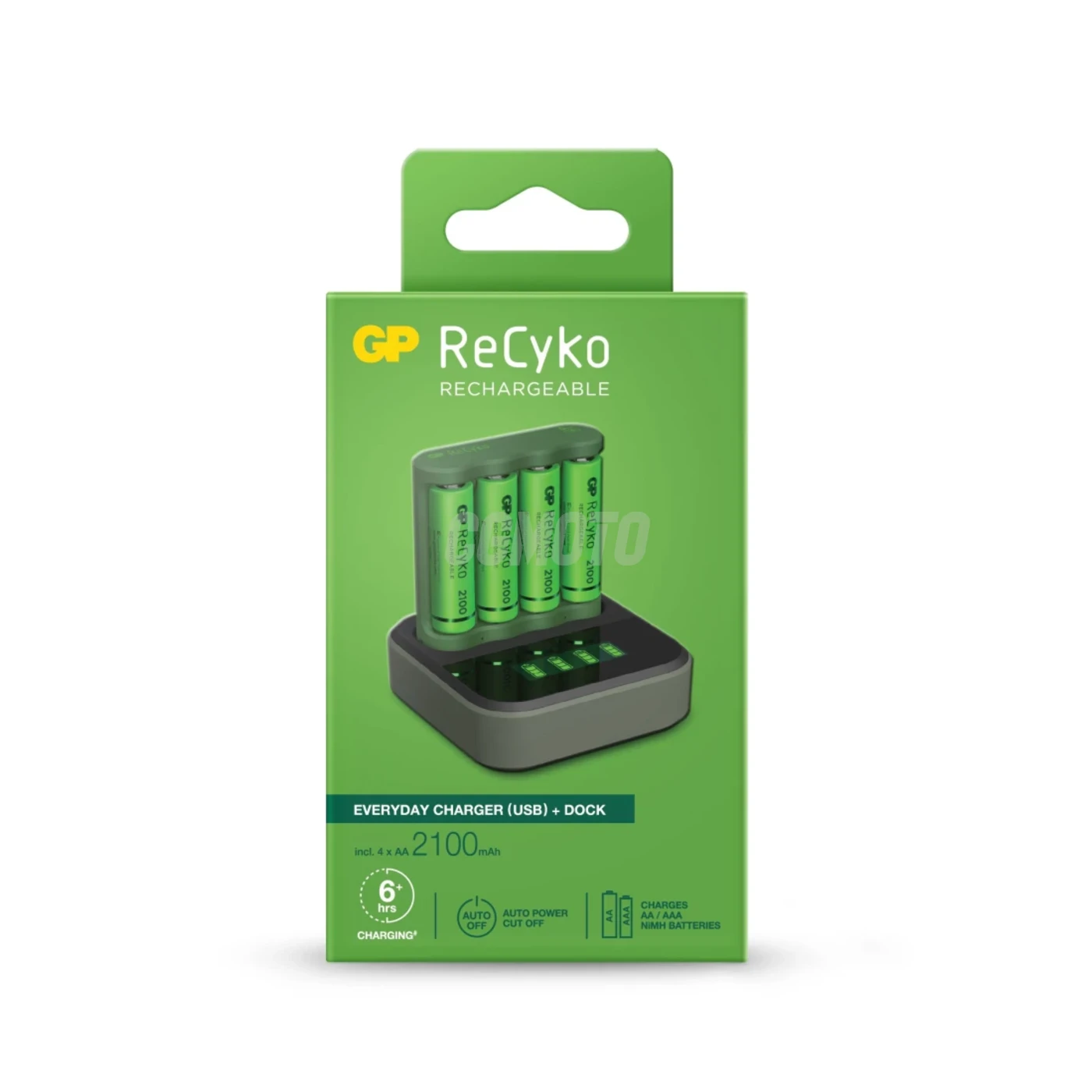 Ladegerät 6 Stunden GP B421 (USB) + 4 NiMH-Akkus AA 2000 mAh + Station D451