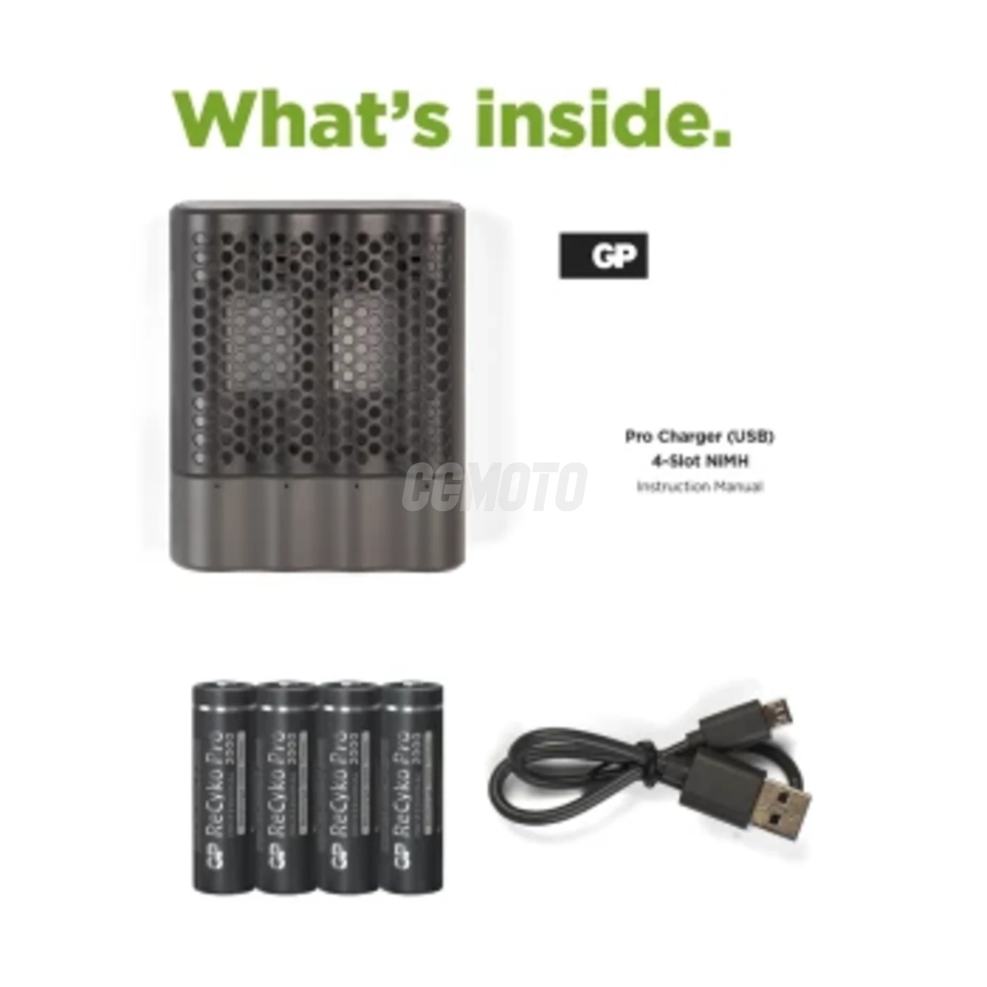 Schnellladegerät USB GP P461  + 4 NiMH-Akkus AA 2000 mAh Pro