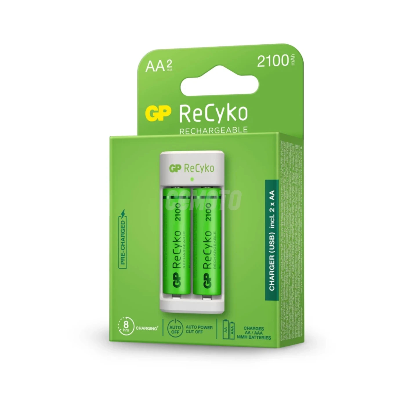Standard-Ladegerät GP E211 + 2 NiMH-Akkus AA 2100 mAh