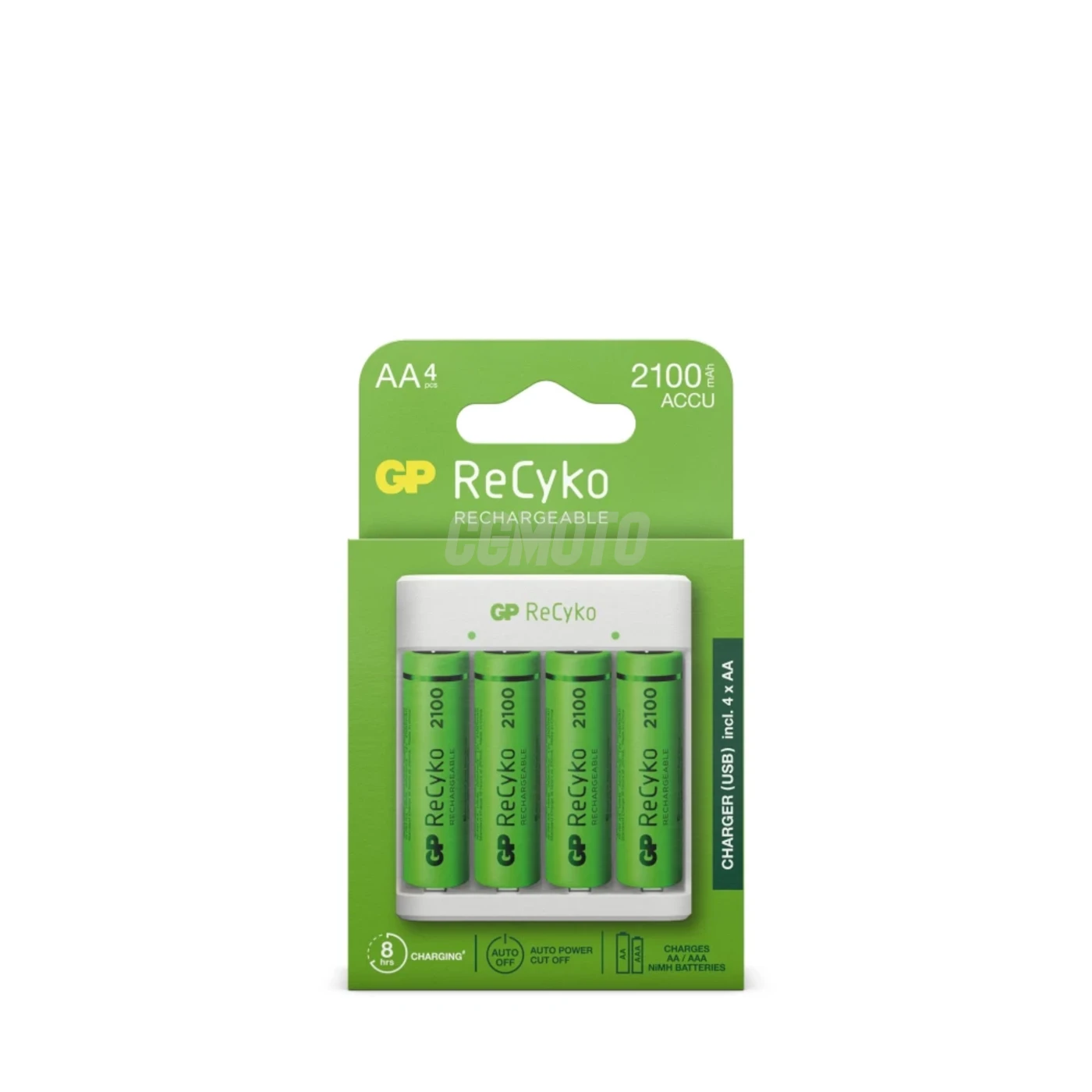 Standard-Ladegerät GP E411 + 4 NiMH-Akkus AA 2000 mAh