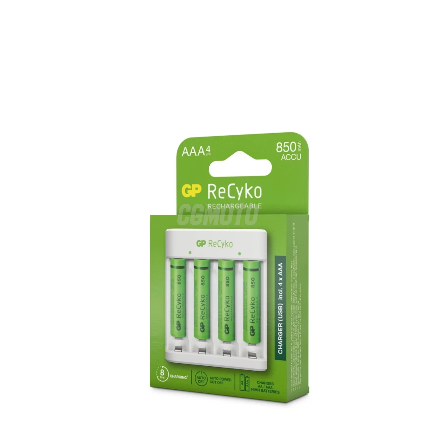 Standard-Ladegerät GP E411 + 4 NiMH-Akkus AAA 800 mAh