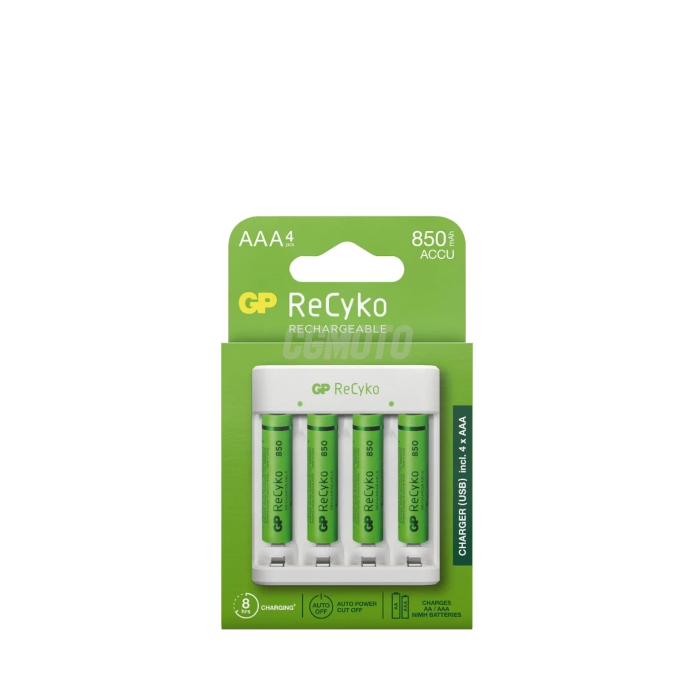 Standard-Ladegerät GP E411 + 4 NiMH-Akkus AAA 800 mAh