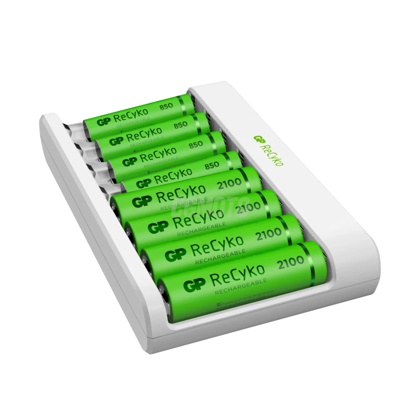 Standard-Ladegerät GP E811 + 8 NiMH-Akkus 4xAA 2100mAh + 4xAAA 850mah