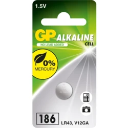 Alkaline Knopfzelle 1 x GP 186 / LR43 / V12GA - 1,5V - GP Battery