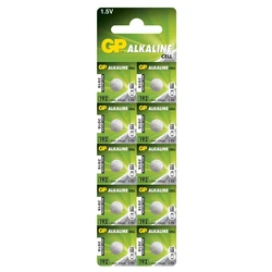 Alkaline Knopfzelle 10 x GP 192 / LR41 / V3GA / - 1,5V - GP Battery Alkaline Knopfzelle 10 x GP 192 / LR41 / V3GA / - 1,5V - GP Battery