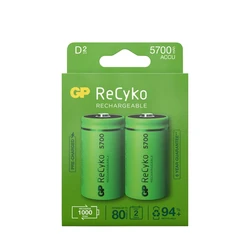 2 wiederaufladbare NIMH-Batterien D 1,2 V Recyko 5700 mAh