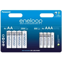 Wiederaufladbare batterien MIX 4 x R6/AA + 4 x R03/AAA Panasonic Eneloop (Blister) Wiederaufladbare batterien MIX 4 x R6/AA + 4 x R03/AAA Panasonic Eneloop (Blister)