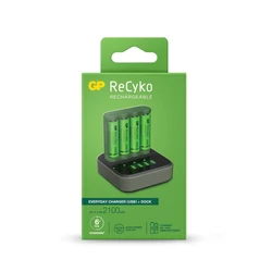 Ladegerät 6 Stunden GP B421 (USB) + 4 NiMH-Akkus AA 2000 mAh + Station D451