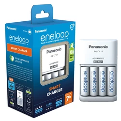 Panasonic Eneloop Batterieladegerät BQ-CC17 NI-MH + 4 wiederaufladbare batterien LR6/AA Eneloop 2000mAh Panasonic Eneloop Batterieladegerät BQ-CC17 NI-MH + 4 wiederaufladbare batterien LR6/AA Eneloop 2000mAh