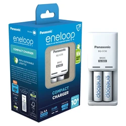 Panasonic Eneloop Batterieladegerät BQ-CC50 und 2 wiederaufladbare LR6/AA-Batterien Eneloop 2000mAh Panasonic Eneloop Batterieladegerät BQ-CC50 und 2 wiederaufladbare LR6/AA-Batterien Eneloop 2000mAh